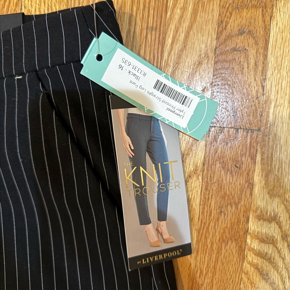 Liverpool Black Pinstripe Straight Leg Knit Trousers